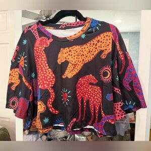 Colorful Cheetahs Leopard Print Crop Top